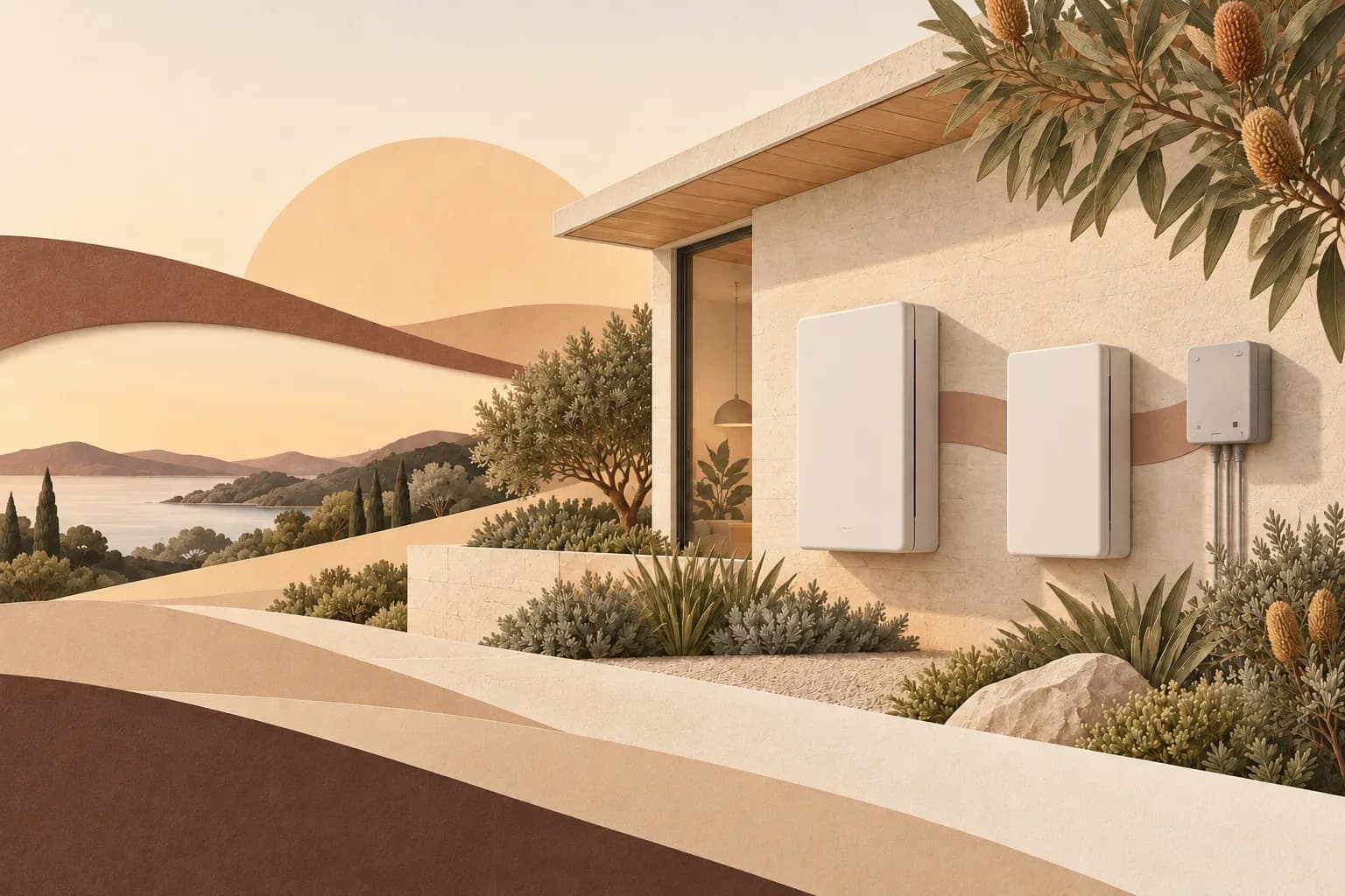Conceptual illustration of adding a new battery alongside an existing home battery.